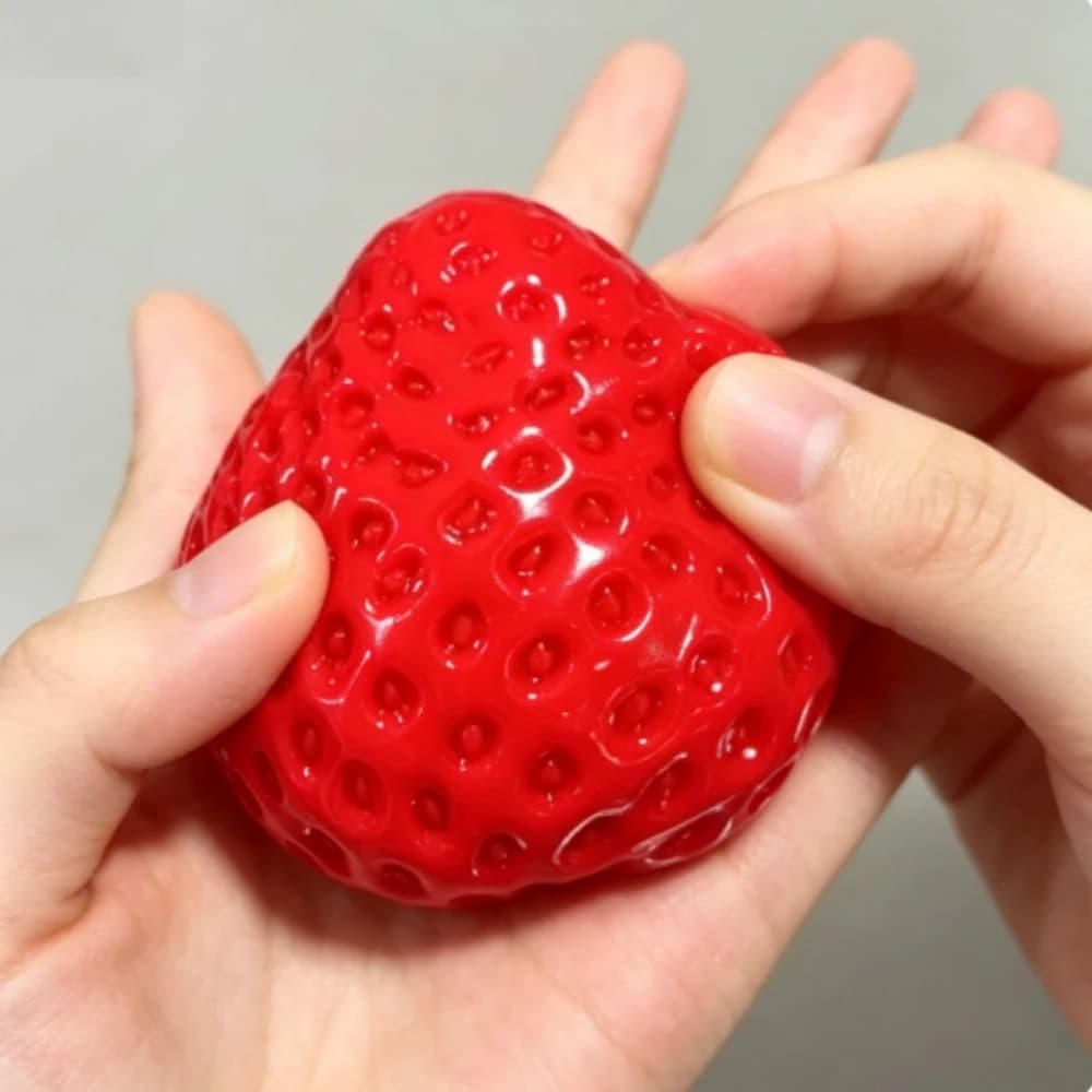 1pc Jumbo Realistic Strawberry Squeeze Toy Glossy TPR Fruit Squishy Sensory Fidget Toy for Stress Relief