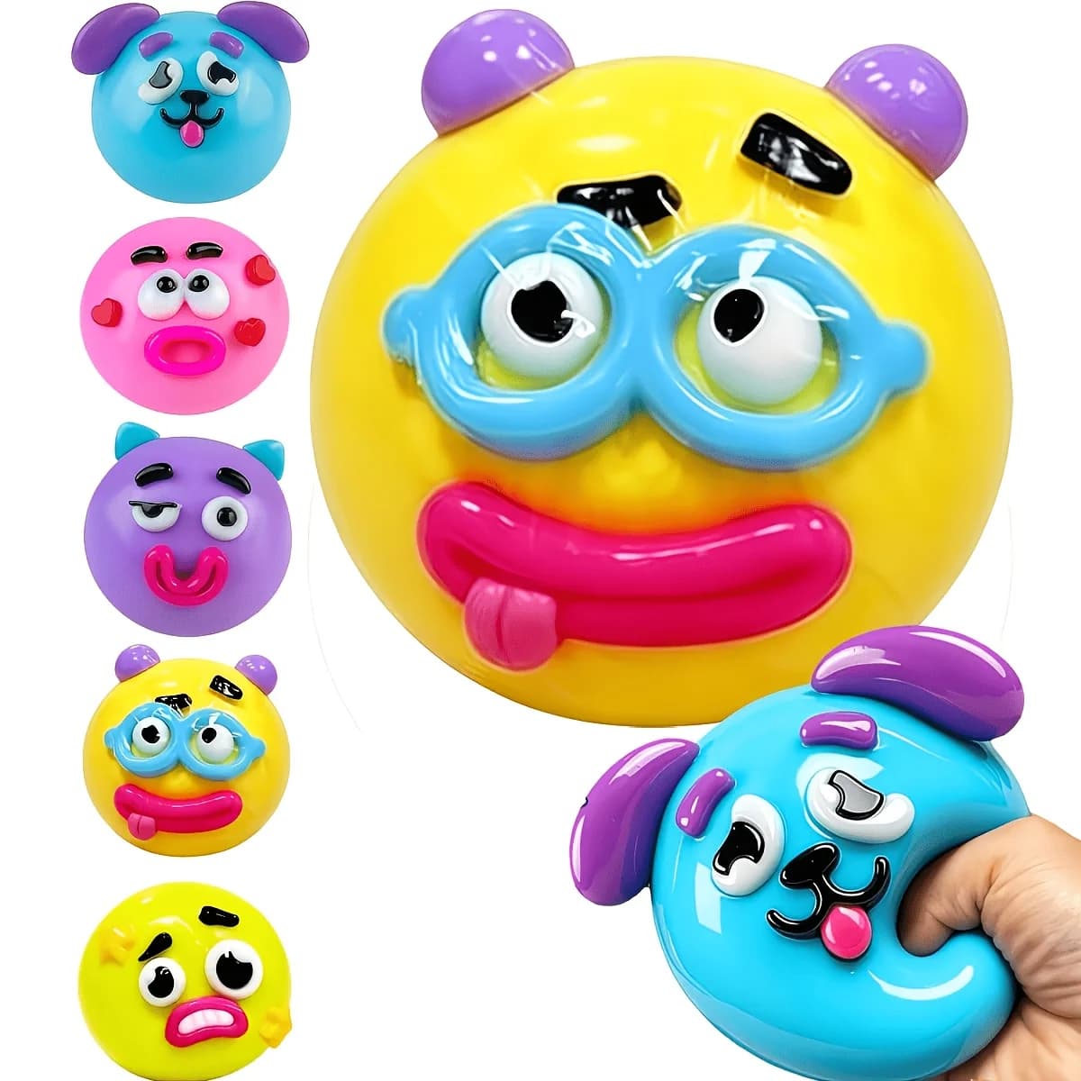 Cute face-changing squishy toy set, with customizable expressions.Available in pink, blue, and yellow.Exquisite gift, ideal for birthday parties, Halloween, Thanksgiving, and Christmas.Very suitable for children's party gift bags.Random color