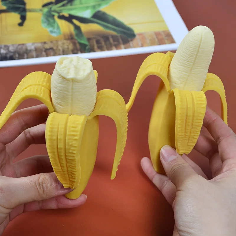 Realistic Peeled Banana Squishy Toy, Soft Stress Relief Squeeze Ball Unique Fruit Themed Gift for Singles