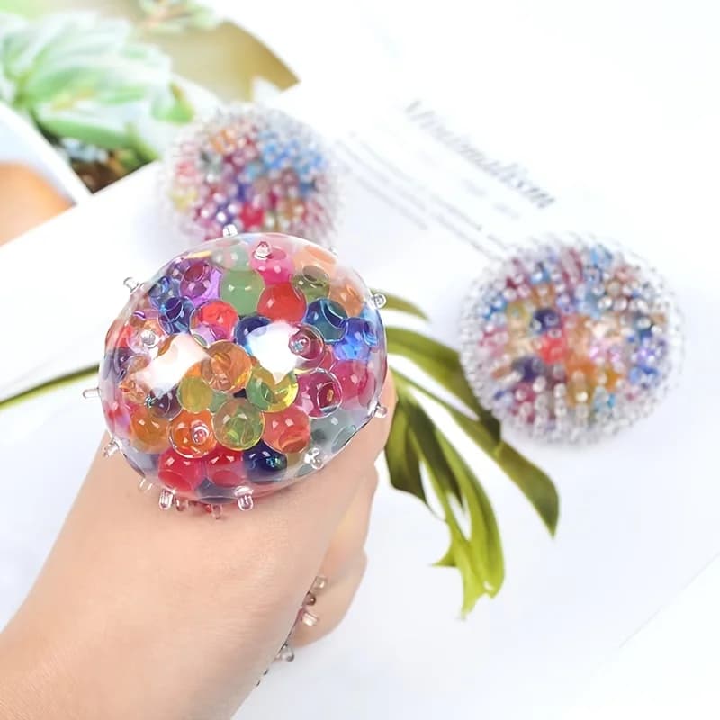 1Pc Colorful Burr Squeeze Pom Ball Spiky Fidget Toys Tactile Sensory Stress Relief Ball Anti Anxiety Decompression Toy Kids Holiday Party Supplies Halloween Christmas Stocking Stuffers Pinata Fillers