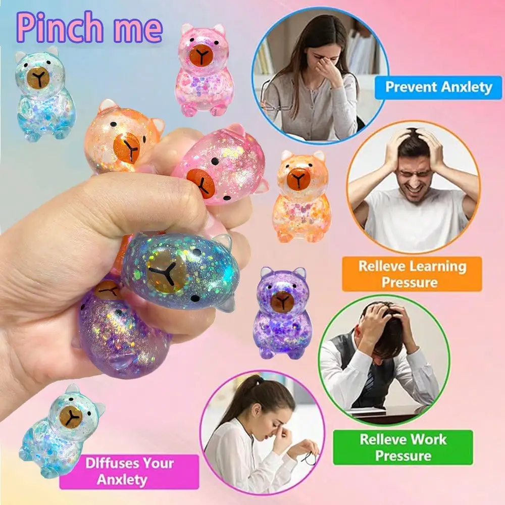 2Pcs LED Flashing Stress Relief Toys, Squeeze Water Droplet Mochi Squishy Fidget Toy for Kids Adults, Christmas Stocking Stuffers Halloween Party Favors (Random Color & Style)