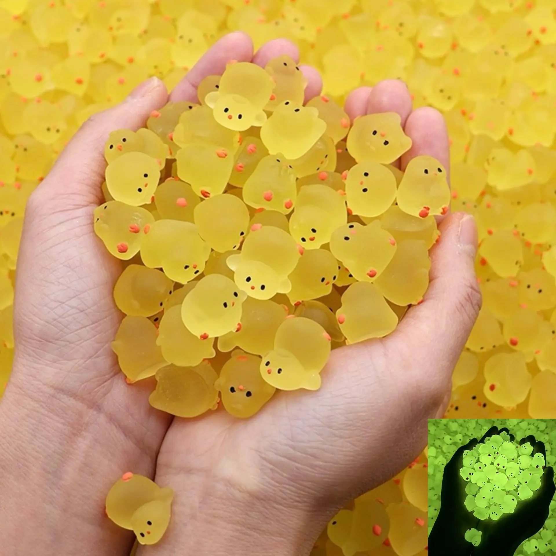 10PCS Mini Fluorescent Chicken Moss Toys for Micro Landscape Chicken Statues for Fairy Tale Garden Accessories for Home