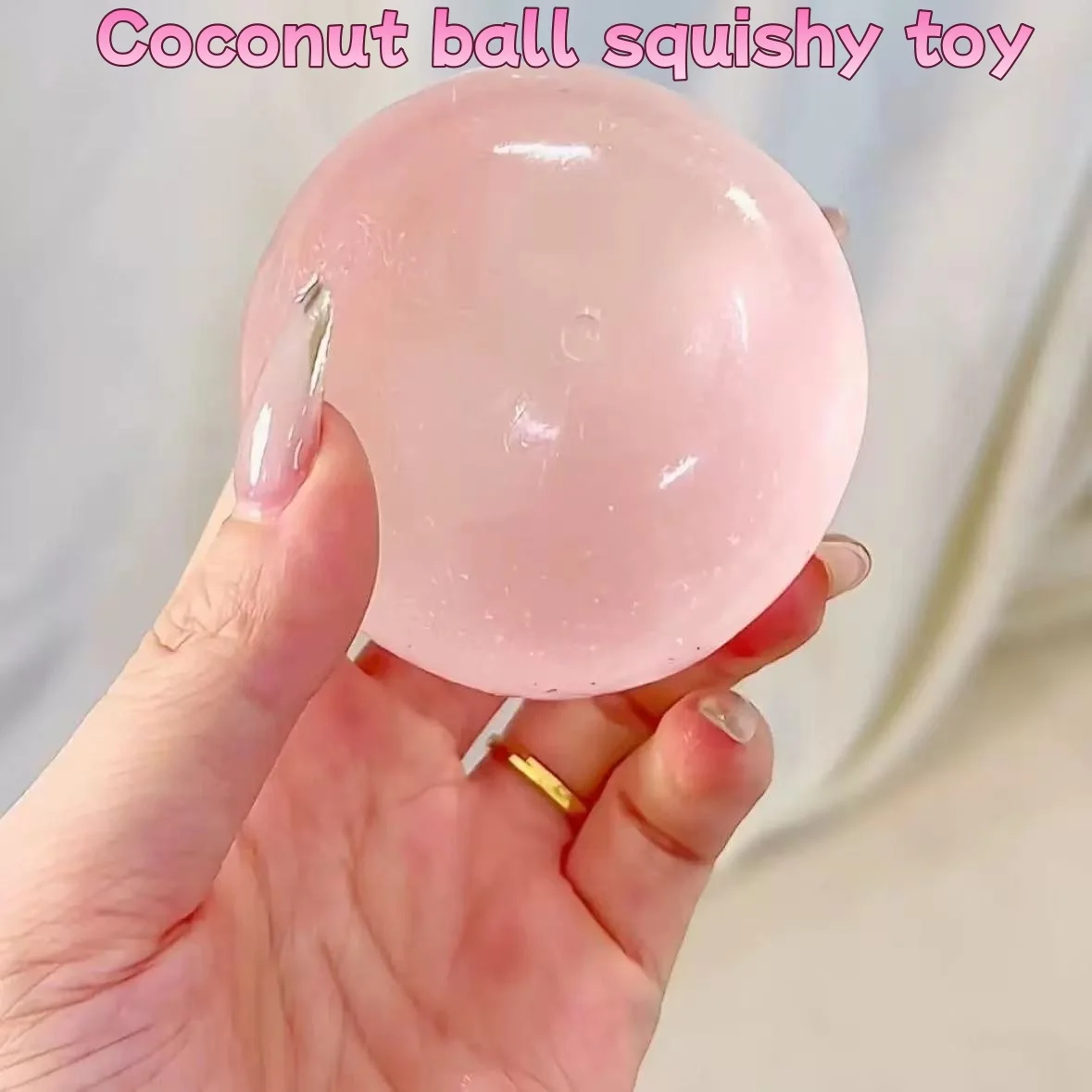 Transparent Pink Coconut Ball Squishy Toy Stress Relief Squeeze Fidget Ball Cute Clear Decompression Hand Toy