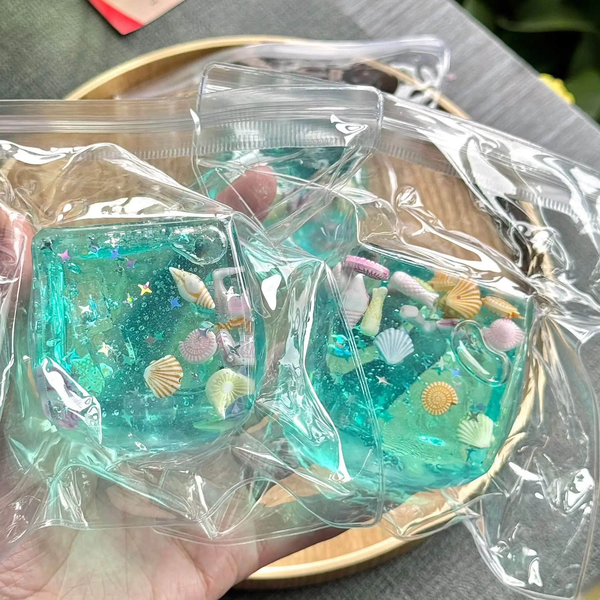 Maltose Ocean Shells Ice Cube Stress Balls Slow Rebond Stress Relief Squishy Sensory Toys Blue Ice Pinch Toys for Adults Kids