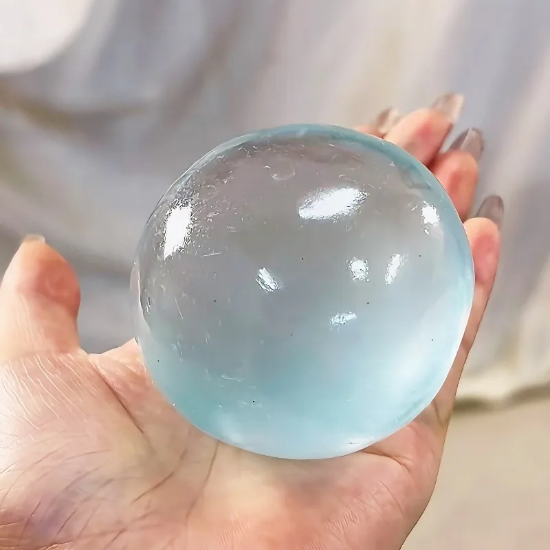 Blue Maltose Squishy Toy, Cute Mochi Anti Stress Fidget, Soft Simulated Transparent Ball Quick Rebound Decompression Toy