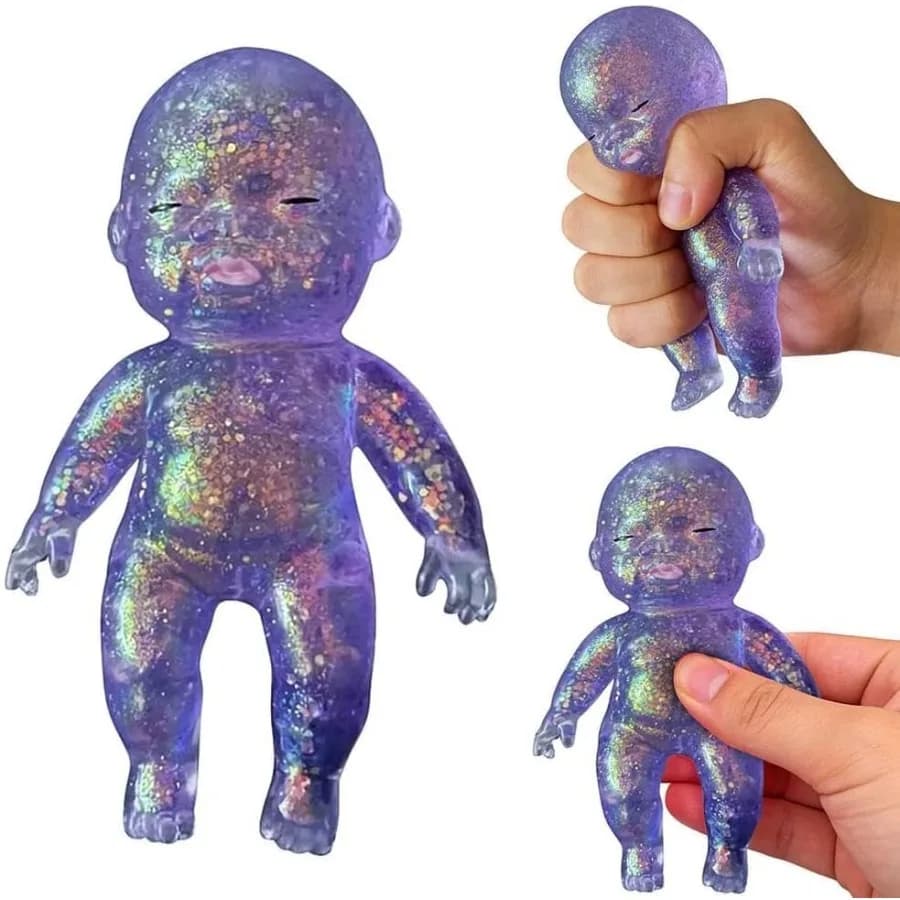 Baby Squishy, Sugar Filled Glitter Slow Rising Squishy Babies Sensory Fidget Toys for Stress Relief Purple